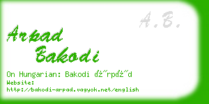 arpad bakodi business card